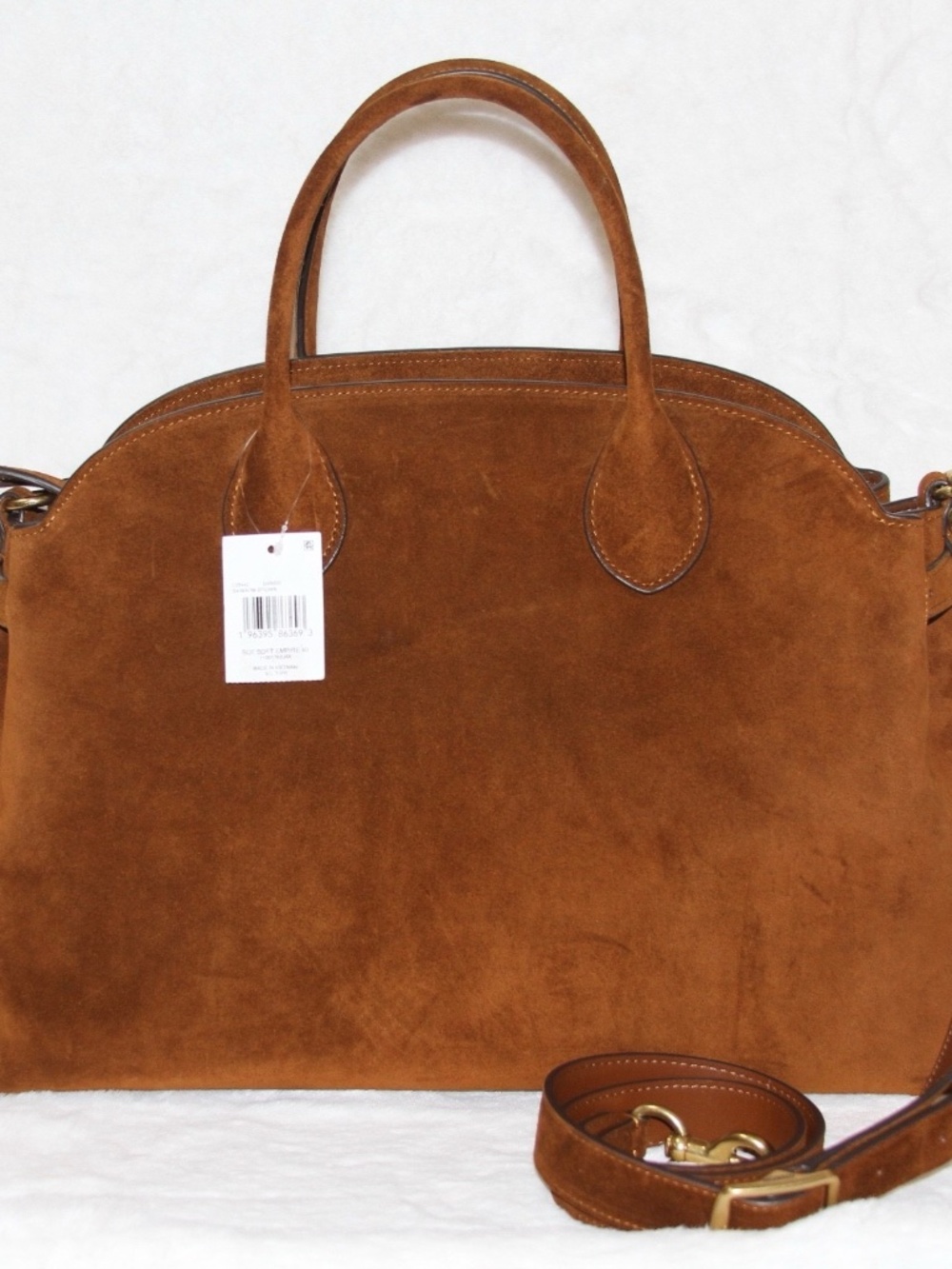NWT COACH Soft Empire Carryall 40 Tote Bag Purse Suede Warm Brown - Picture 3 of 8